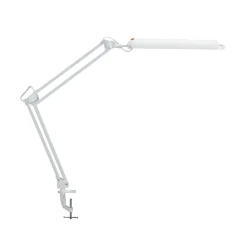LED-bordlampe MAULatlantic, hvid, højde 38 cm, klemmefod