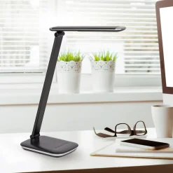 LED-bordlampe MAULjazzy, sort, højde 43 cm, dæmpbar USB-port