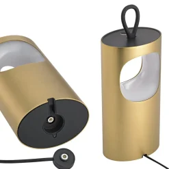 LED-bordlampe med batteri Lunari, guldfarvet 16 cm metal CCT IP44