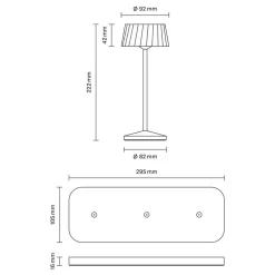 LED-bordlampe med batteri Facetta, 3-pak, sort, 22 cm, IP44