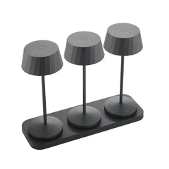 LED-bordlampe med batteri Facetta, 3-pak, sort, 22 cm, IP44