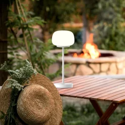 LED-bordlampe Pina hvid Højde 27,8 cm Metal/glas Touch