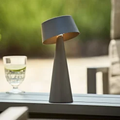 LED-bordlampe Solino, grafit, solcelle/USB, 26 cm IP44