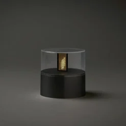 LED-dekorationslampe med flammeeffekt, sort sokkel