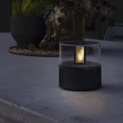 LED-dekorationslampe med flammeeffekt, sort sokkel