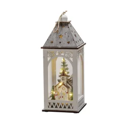 LED-dekorationslygte med kirke om vinteren