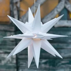 LED-dekostjerne, 18 takker, Ø 25 cm, hvid