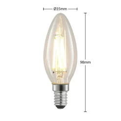 LED-filamentpære E14 4 W 827 kerte, dæmpes, 5 stk
