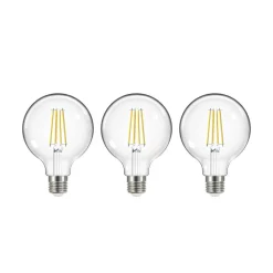 LED-filamentpære, E27, G95, 3,8W, 2700K, 806lm, 3 enheder