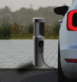 LED-gadelampe E354, grafitfarvet, 2 stikkontakter, højde 50 cm