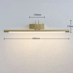 LED-gallerilampe Mailine med kontakt, messing