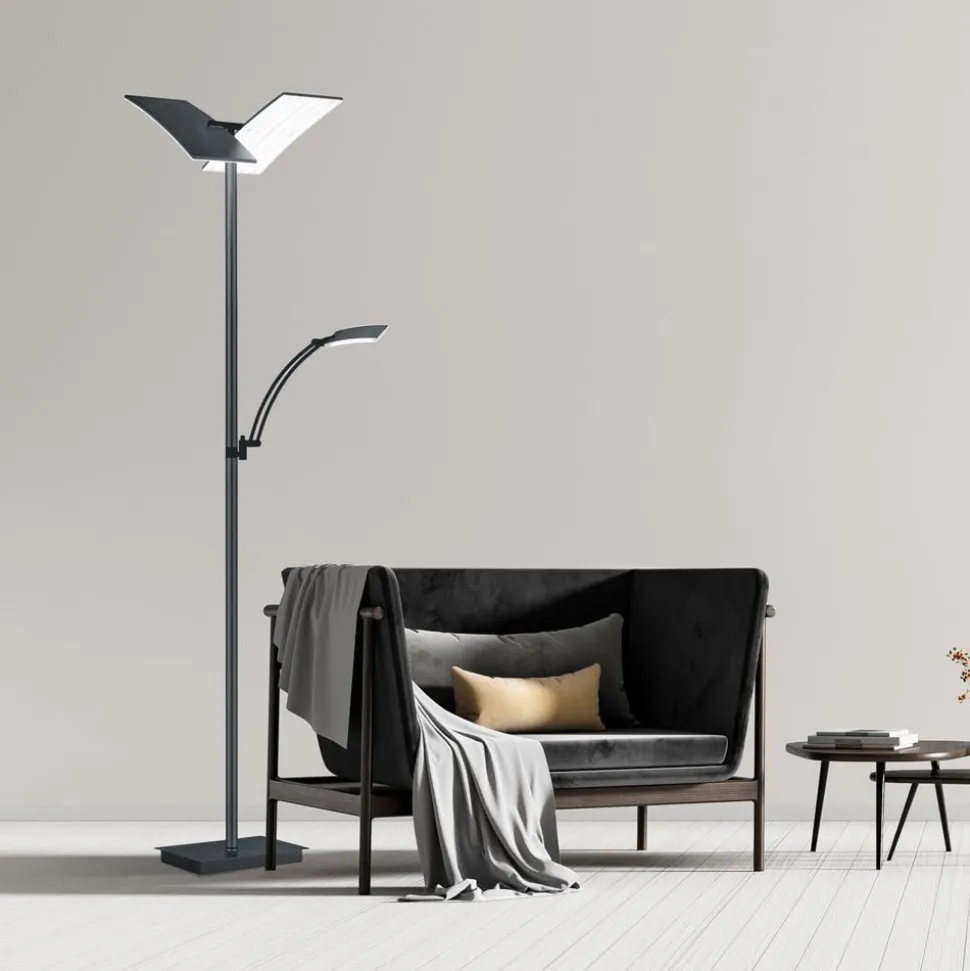 LED-gulvlampe Andy, 3 lyskilder, antracit, CCT, dæmper