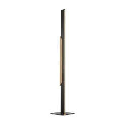 LED-gulvlampe Arcus, sort/brun, højde 126 cm, metal/træ
