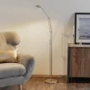 LED-gulvlampe Carl, nikkelfarvet, justerbar, dæmpbar