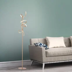 LED-gulvlampe Curls, messing, metal, 156 cm høj, dæmpbar