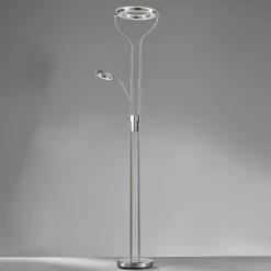 LED-gulvlampe Davos, nikkelfarvet, højde 180 cm, 2 lyskilder, CCT