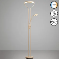 LED-gulvlampe Davos, sandfarvet, højde 180 cm, 2 lyskilder, CCT
