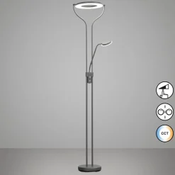 LED-gulvlampe Davos, sandgrå, højde 180 cm, 2 lyskilder, CCT