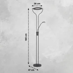 LED-gulvlampe Davos, sort, højde 180 cm, 2 lyskilder, CCT