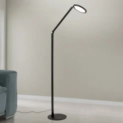 LED-gulvlampe Fati, højde 136 cm, sort, aluminium, dæmper