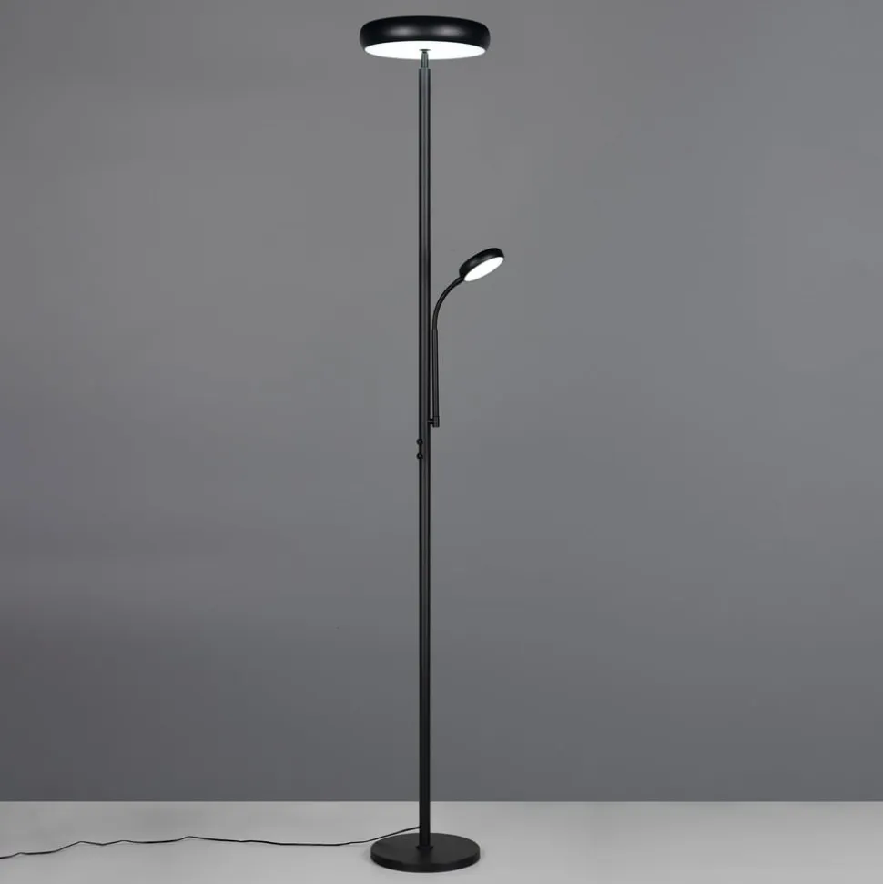 LED-gulvlampe Palermo, sort mat, fjernbetjening, hukommelse