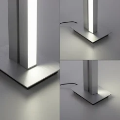 LED-gulvlampe PURE Lines, sølv, fjernbetjening, 140 cm