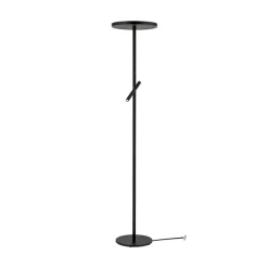 LED-gulvlampe Teide, sort, metal, læselampe, dæmper