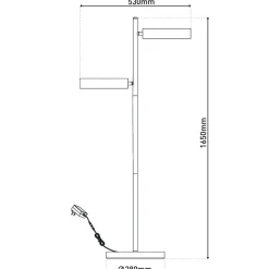 LED-gulvlampe Tessa sort/beige 165 cm Touchdim CCT 2 lyskilder.