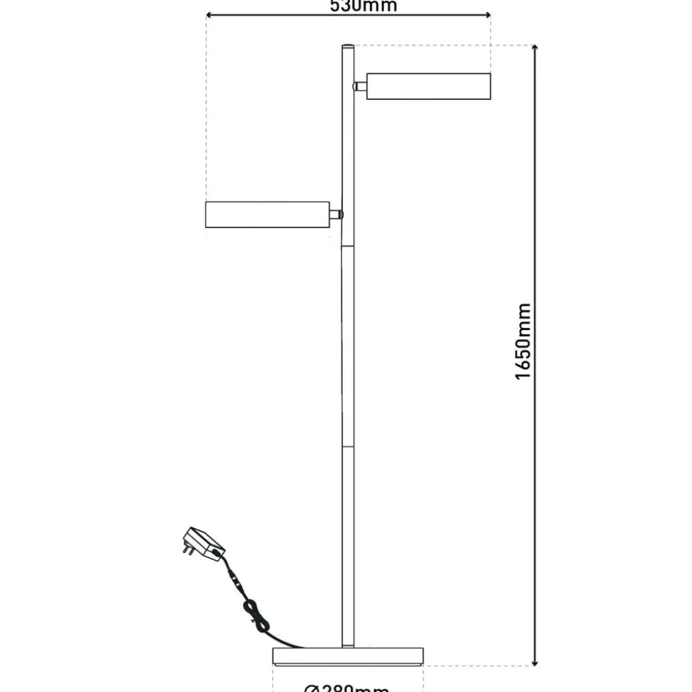 LED-gulvlampe Tessa sort/beige 165 cm Touchdim CCT 2 lyskilder.