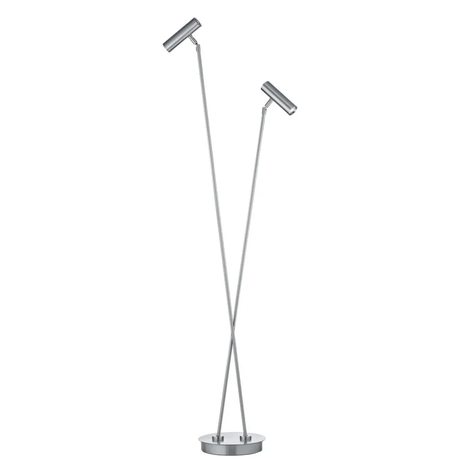 LED-gulvlampe Tom Pro, mat nikkel, 2 lyskilder, CCT, dæmper