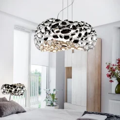 LED-hængelampe Narisa 47 cm blankt krom