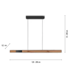 LED-hængelampe PURE Moto-Rise, eg/sort perle, aluminium, CCT