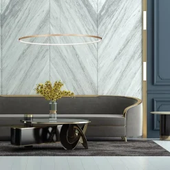 LED-hængelampe Saturno, Ø 100 cm, guldfarvet, 1 lyskilde, 4.000 K