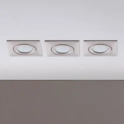 LED-indbygningsspot Andrej, kantet, nikkel, sæt med 3 stk