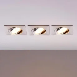 LED-indbygningsspot Andrej, kantet, nikkel, sæt med 3 stk