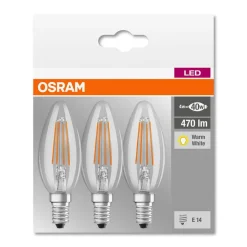 LED-kertepære E14 4 W filament 2.700K 3 stk