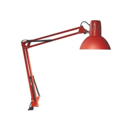 LED-klemmelampe MAULstudy, rød, stål, højde 44 cm, E27