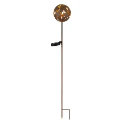LED-lampe med jordspyd 36747, kugle, rustbrun, metal