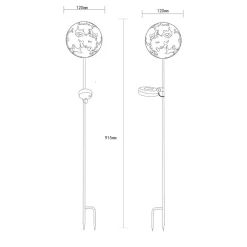 LED-lampe med jordspyd 36747, kugle, rustbrun, metal