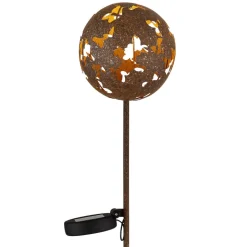 LED-lampe med jordspyd 36747, kugle, rustbrun, metal