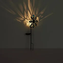 LED-lampe med jordspyd 36576, rustbrun, metal, glas