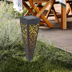 LED-lampe med jordspyd 33578-3, sort, plast, 3 stk