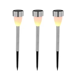 LED-lampe med jordspyd 33576-3, stål, 3 stk