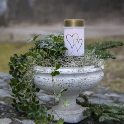 LED-lampe med jordspyd Hearty, hvid/guld 12 cm plast