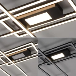 LED-loftlampe Asmin, CCT, sort, 98,9x69,4cm