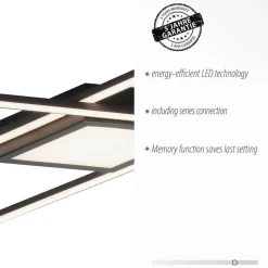 LED-loftlampe Asmin, CCT, sort, 106x37cm