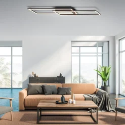 LED-loftlampe Asmin, CCT, sort, 100x17,9cm