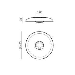 LED-loftlampe Basin_P, sort, metal, Ø 48 cm