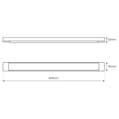 LED-loftlampe Batten, længde 60 cm, aluminium, hvid, 4.000 K