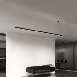 LED-loftlampe Bounce, sort, længde 113 cm, CCT, aluminium